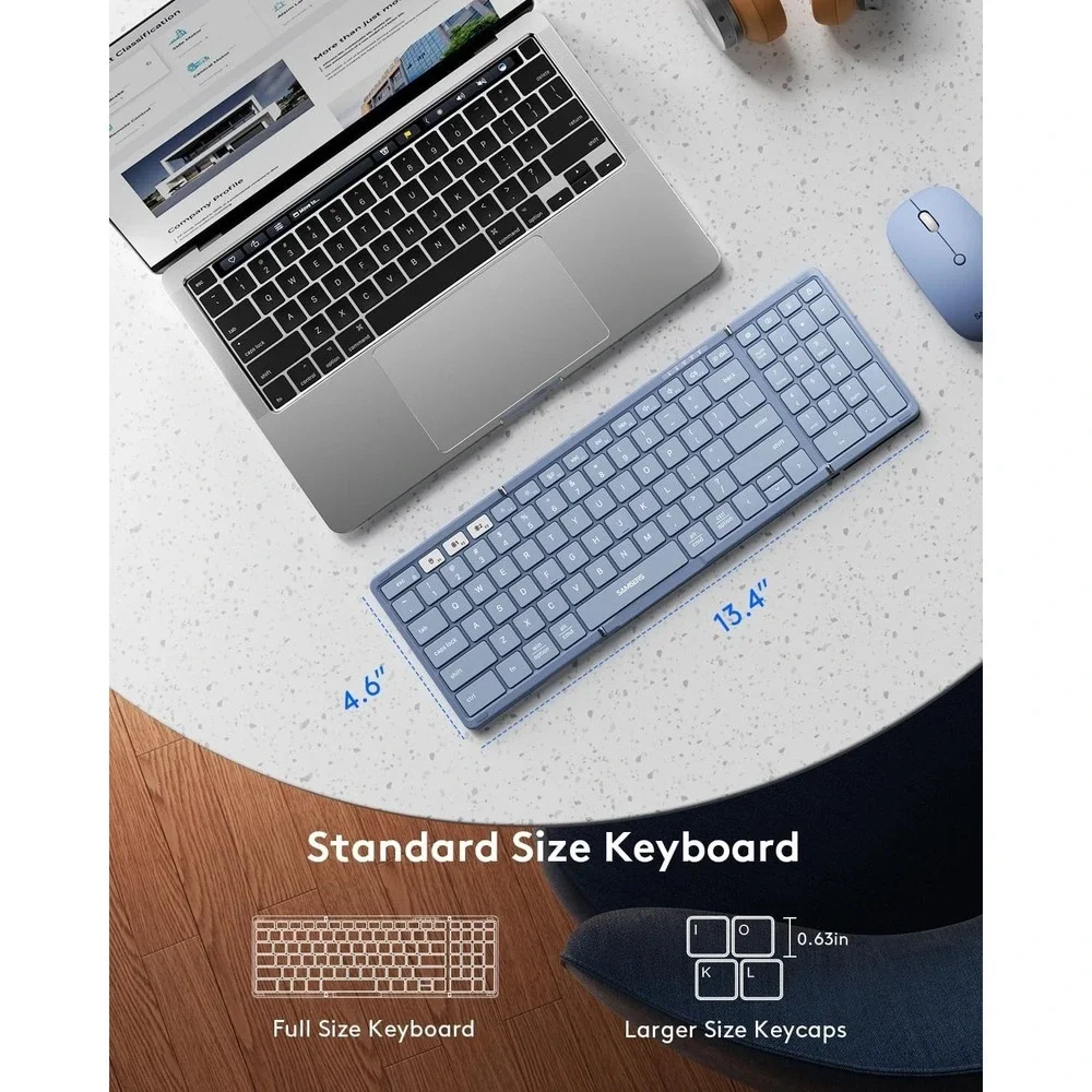 Samsers Foldable Bluetooth Keyboard Mouse Combo 2.4G‎ BT5 Travel Full Size